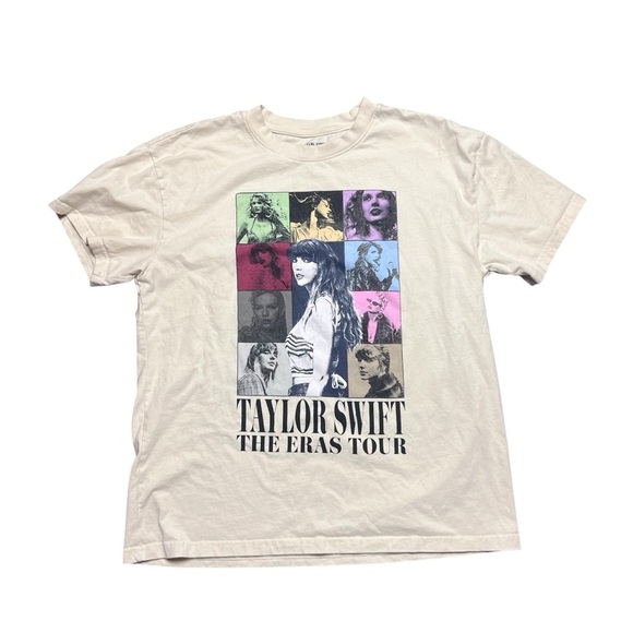 Taylor Swift The Eras Tour US Dates T-Shirt Cream Beige Official Merch Large - Picture 1 of 3